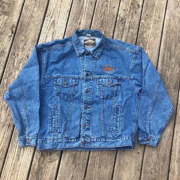 Vintage 90s Taylor Guitars Embroidered Trucker Denim Jacket Size Large - Picture 3 of 6